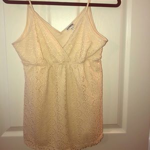 Express cream eyelet babydoll tank